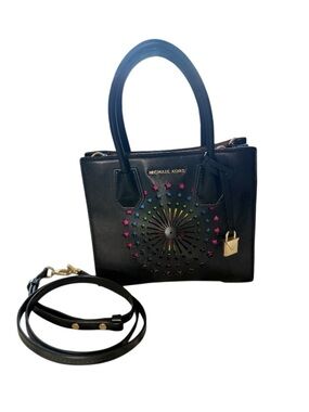 Michael Kors Black Leather Satchel with Multicolor Lightup Starburst